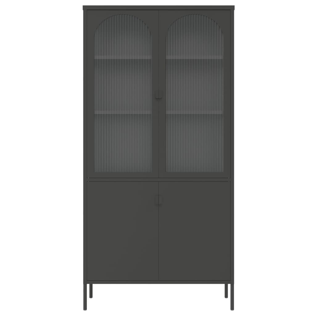 Highboard svart 90x40x180 cm glass og stål