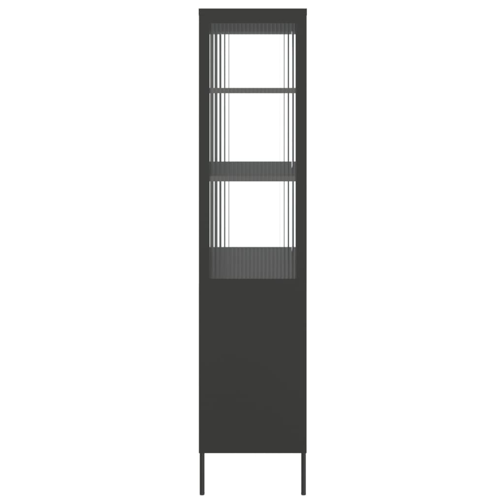Highboard svart 90x40x180 cm glass og stål