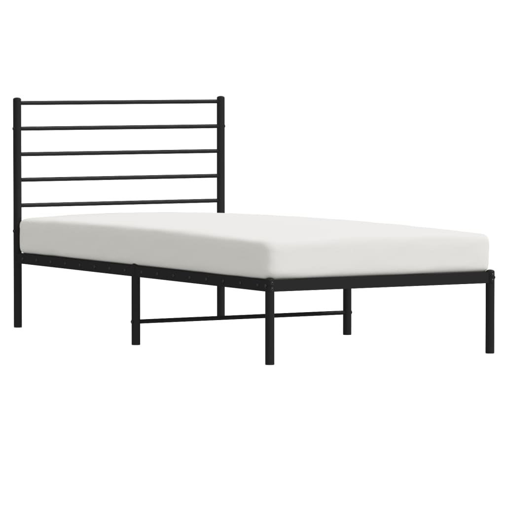 Sengeramme i metall med hodegavl svart 100x190 cm