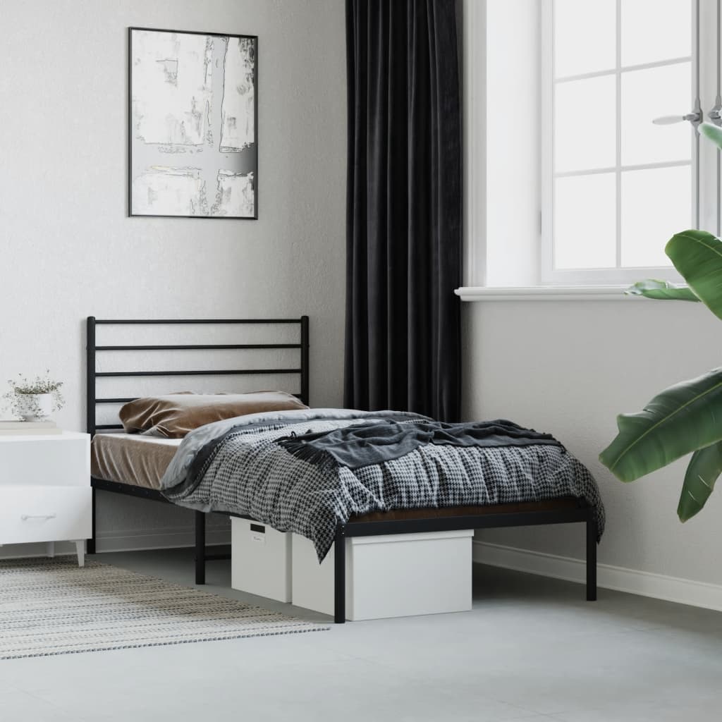 Sengeramme i metall med hodegavl svart 107x203 cm