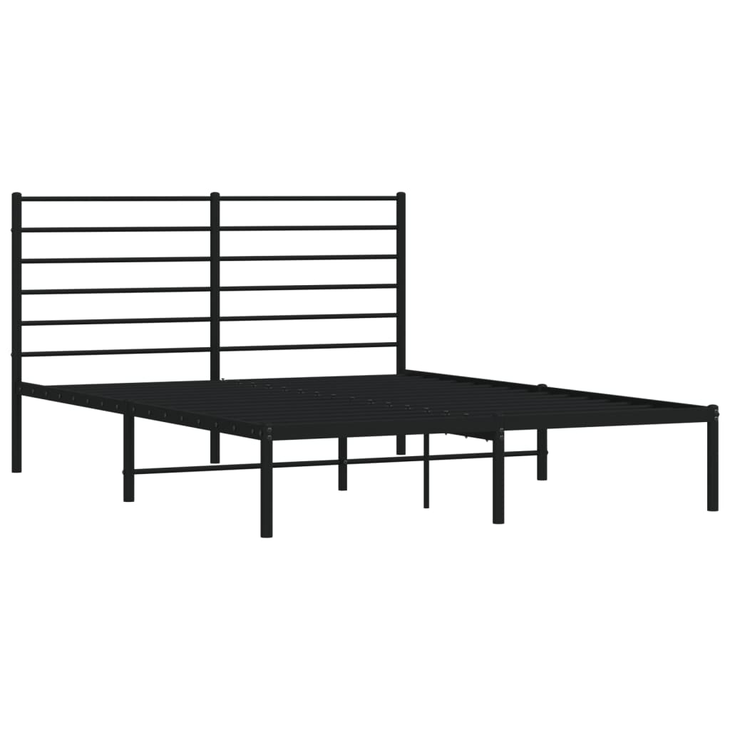 Sengeramme i metall med sengegavl svart 120x200 cm