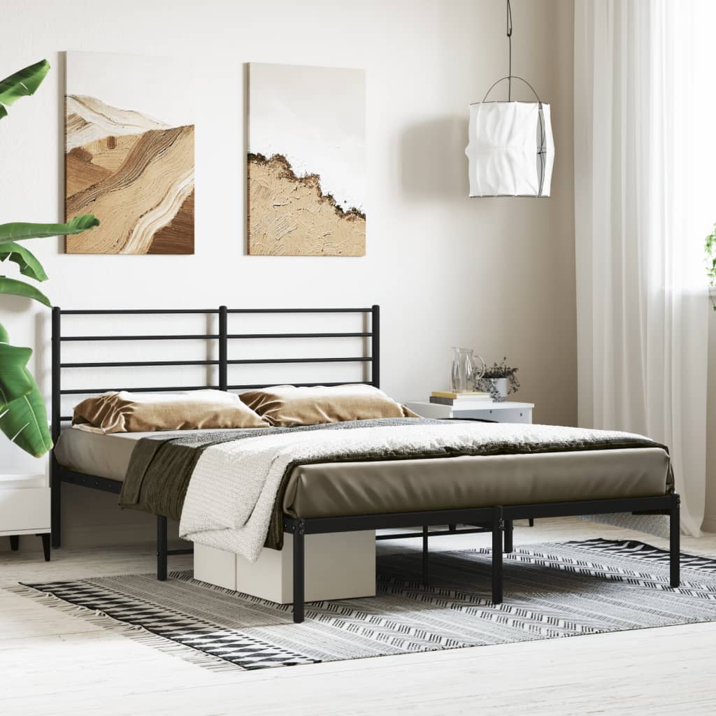 Sengeramme i metall med sengegavl svart 120x200 cm