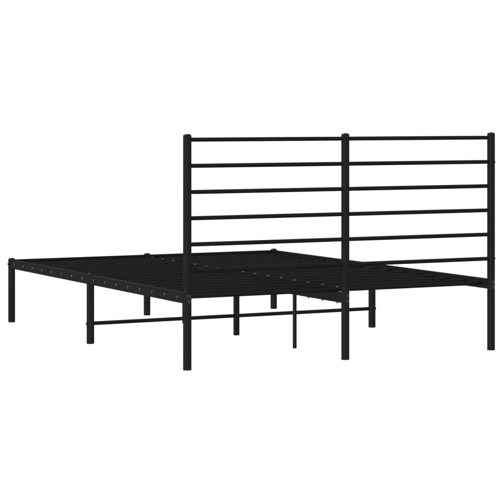 Sengeramme i metall med sengegavl svart 140x200 cm