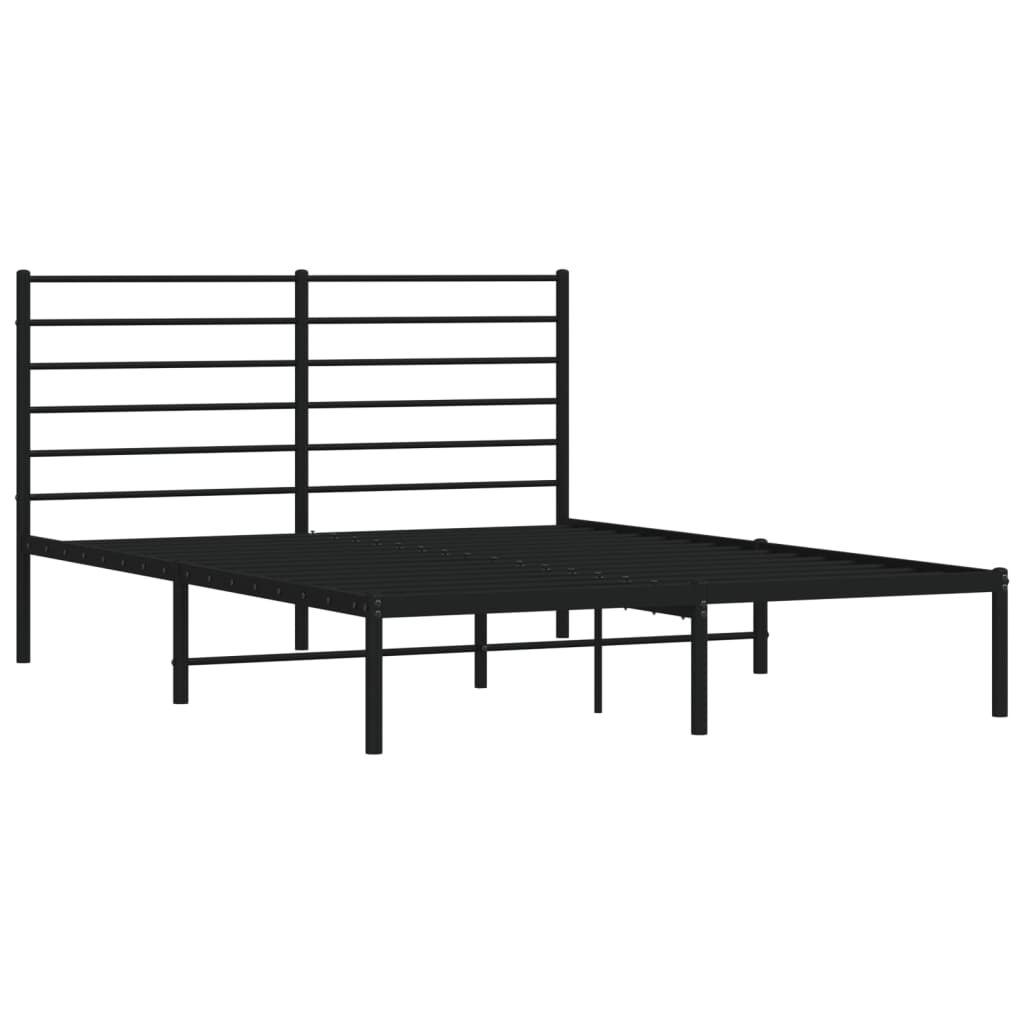 Sengeramme i metall med sengegavl svart 150x200 cm