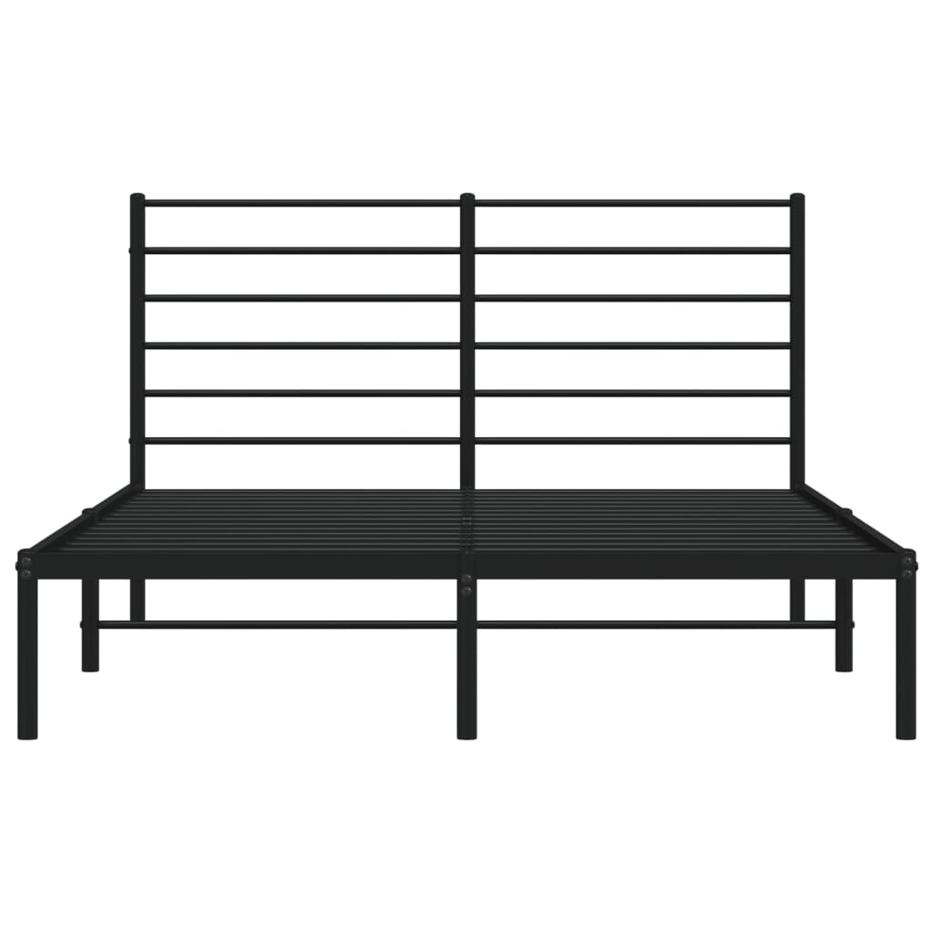Sengeramme i metall med sengegavl svart 150x200 cm