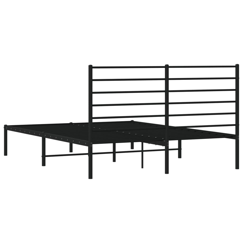 Sengeramme i metall med sengegavl svart 150x200 cm