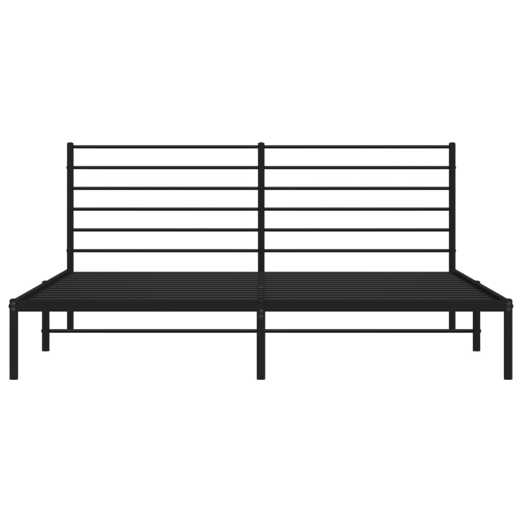Sengeramme i metall med sengegavl svart 193x203 cm