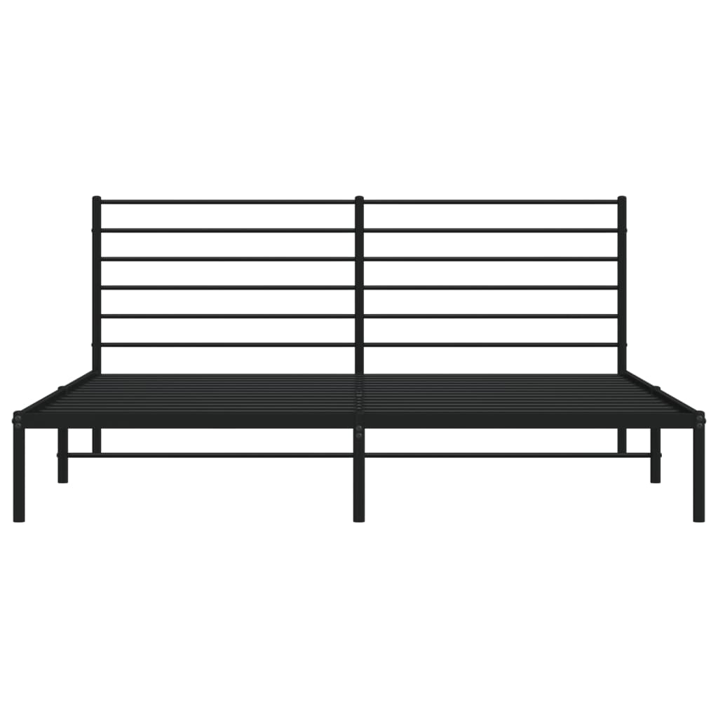 Sengeramme i metall med sengegavl svart 200x200 cm