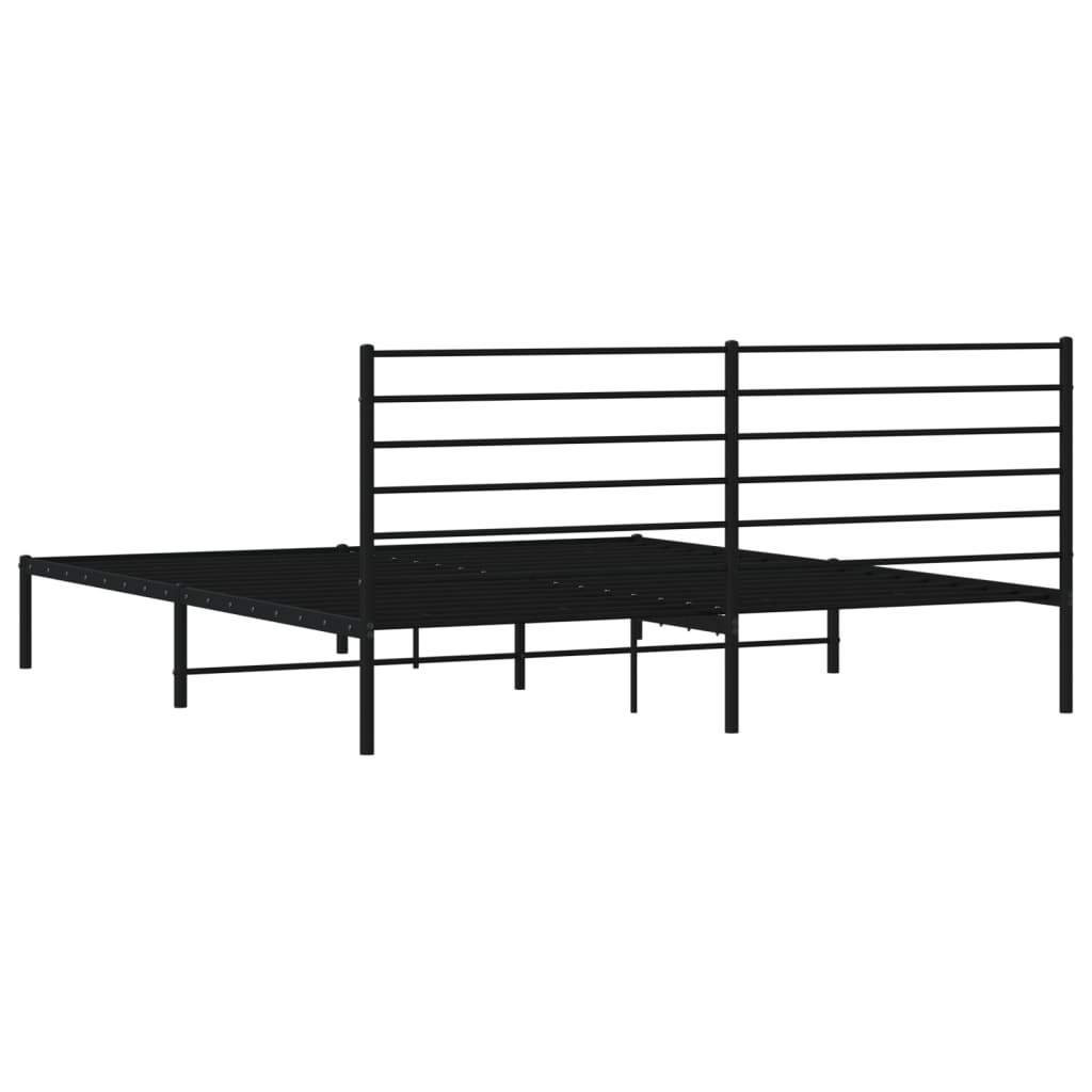 Sengeramme i metall med sengegavl svart 200x200 cm