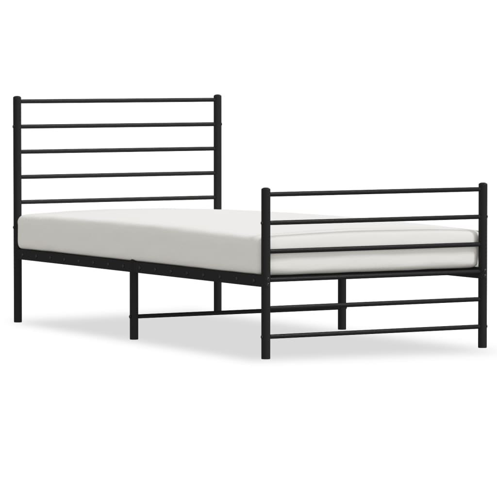 Sengeramme i metall med hode- og fotgavl svart 75x190 cm
