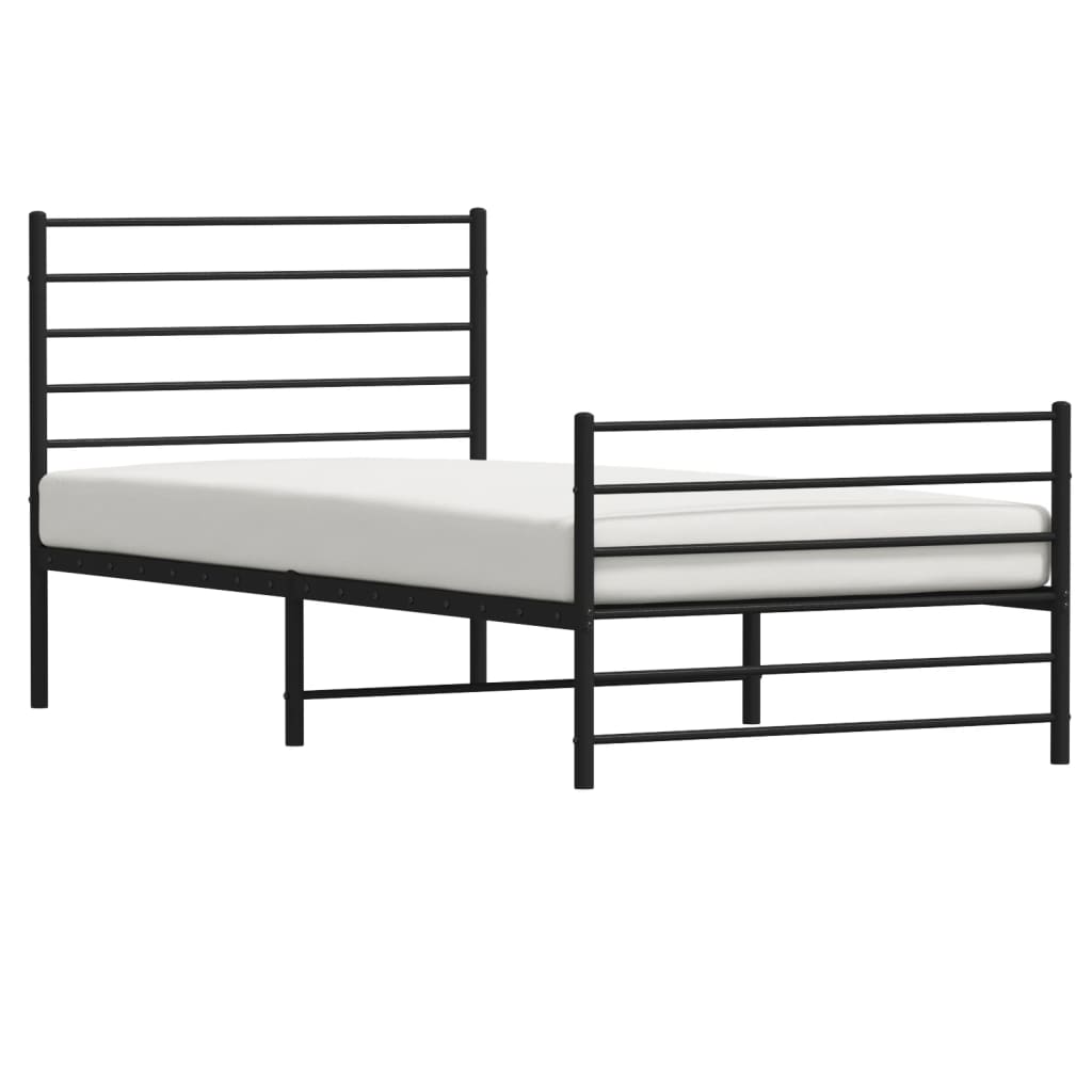 Sengeramme i metall med hode- og fotgavl svart 90x200 cm