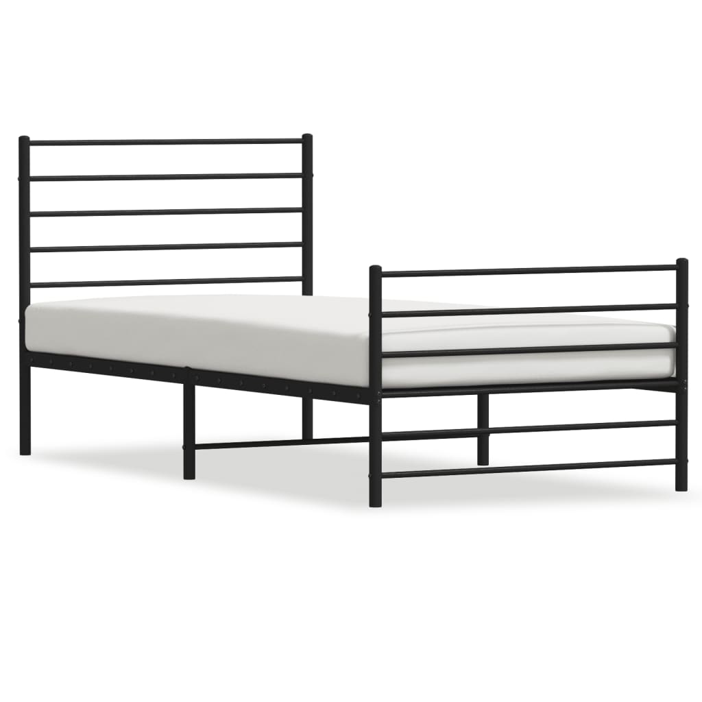 Sengeramme i metall med hode- og fotgavl svart 100x190 cm