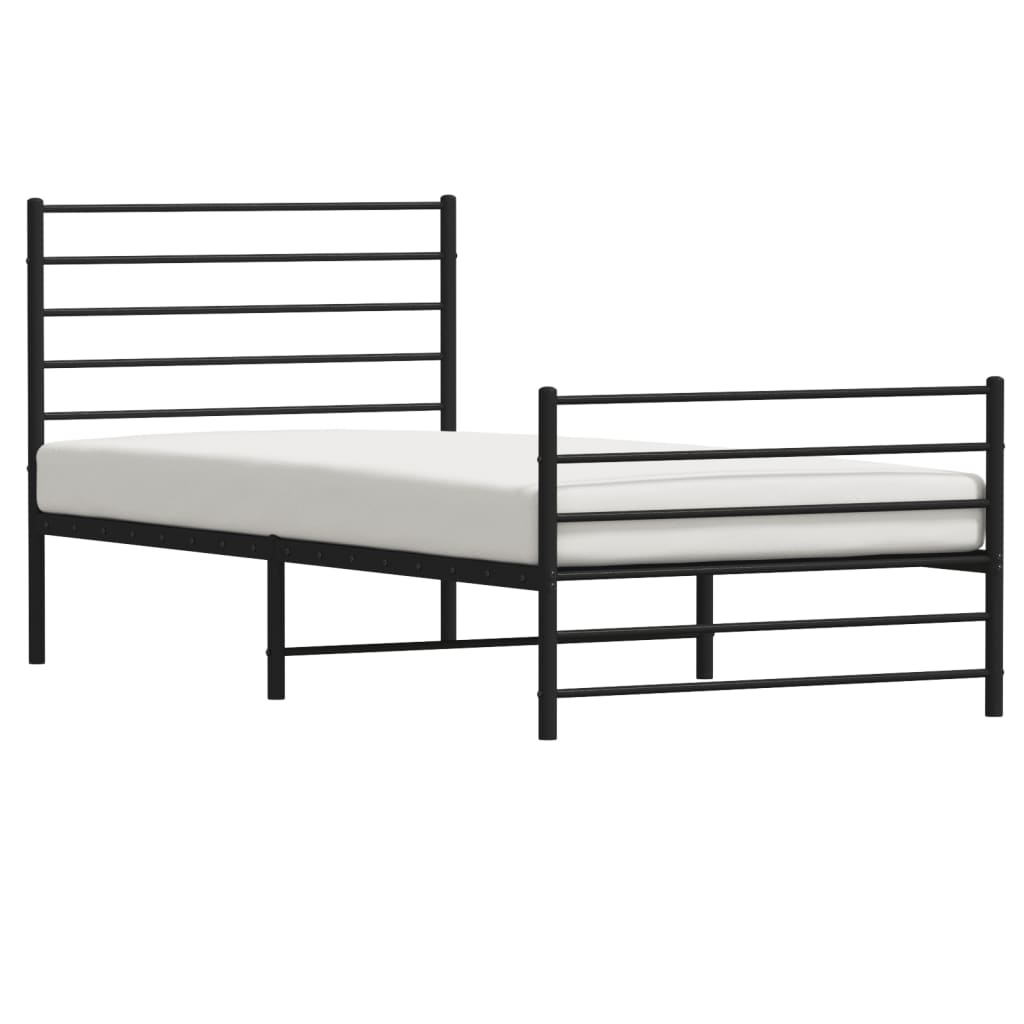 Sengeramme i metall med hode- og fotgavl svart 100x190 cm
