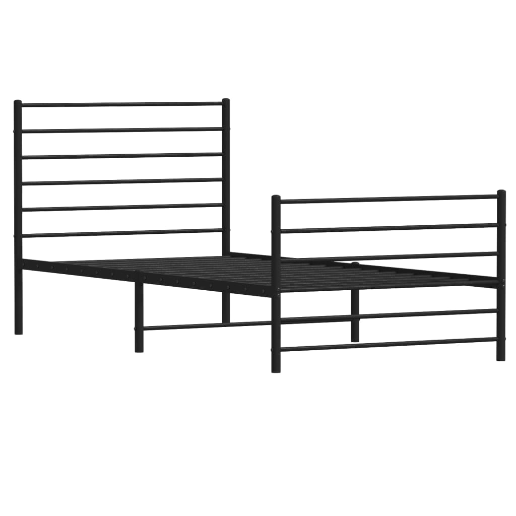 Sengeramme i metall med hode- og fotgavl svart 100x190 cm