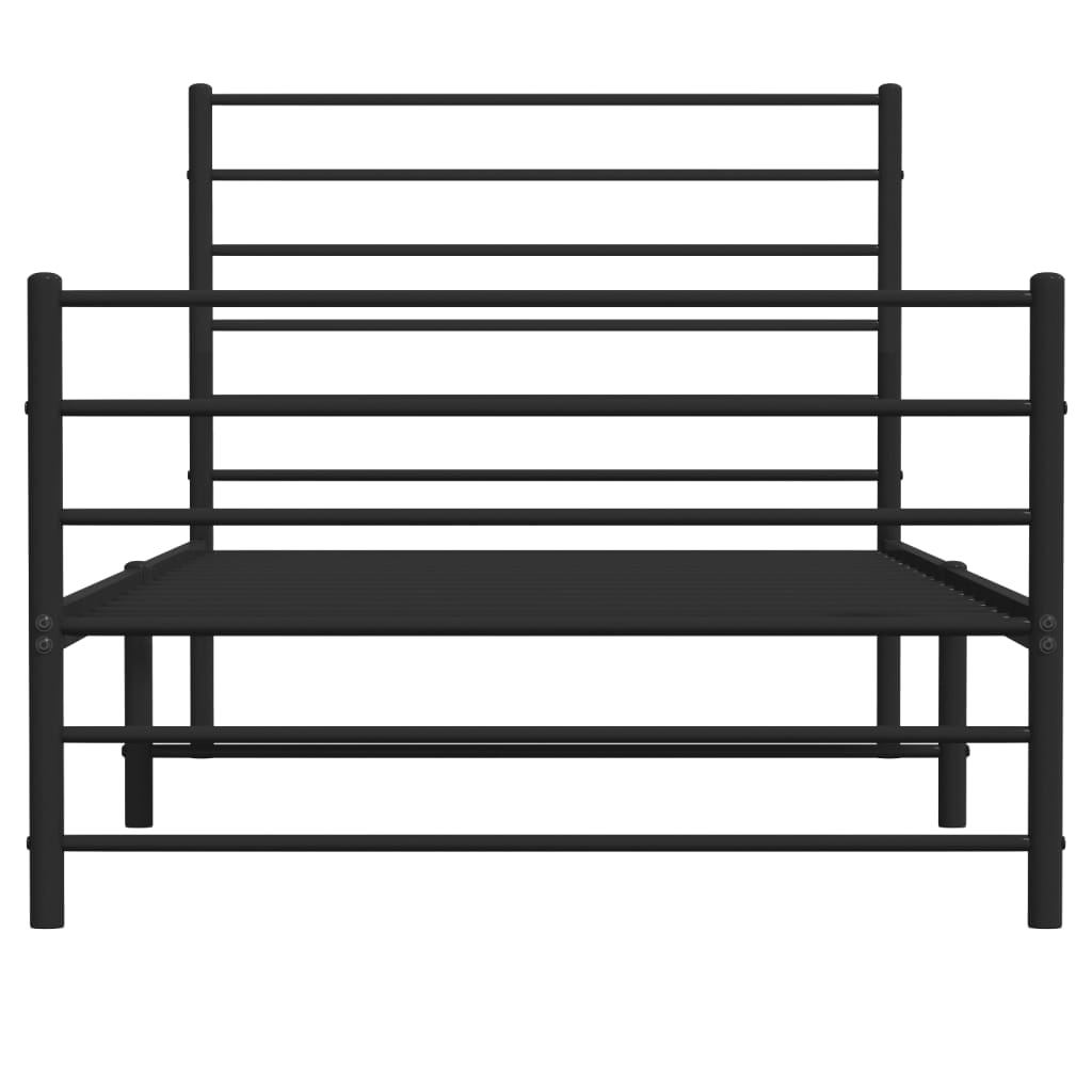 Sengeramme i metall med hode- og fotgavl svart 100x190 cm
