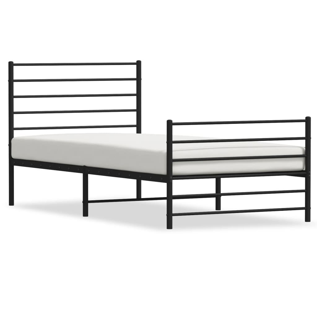 Sengeramme i metall med hode- og fotgavl svart 107x203 cm