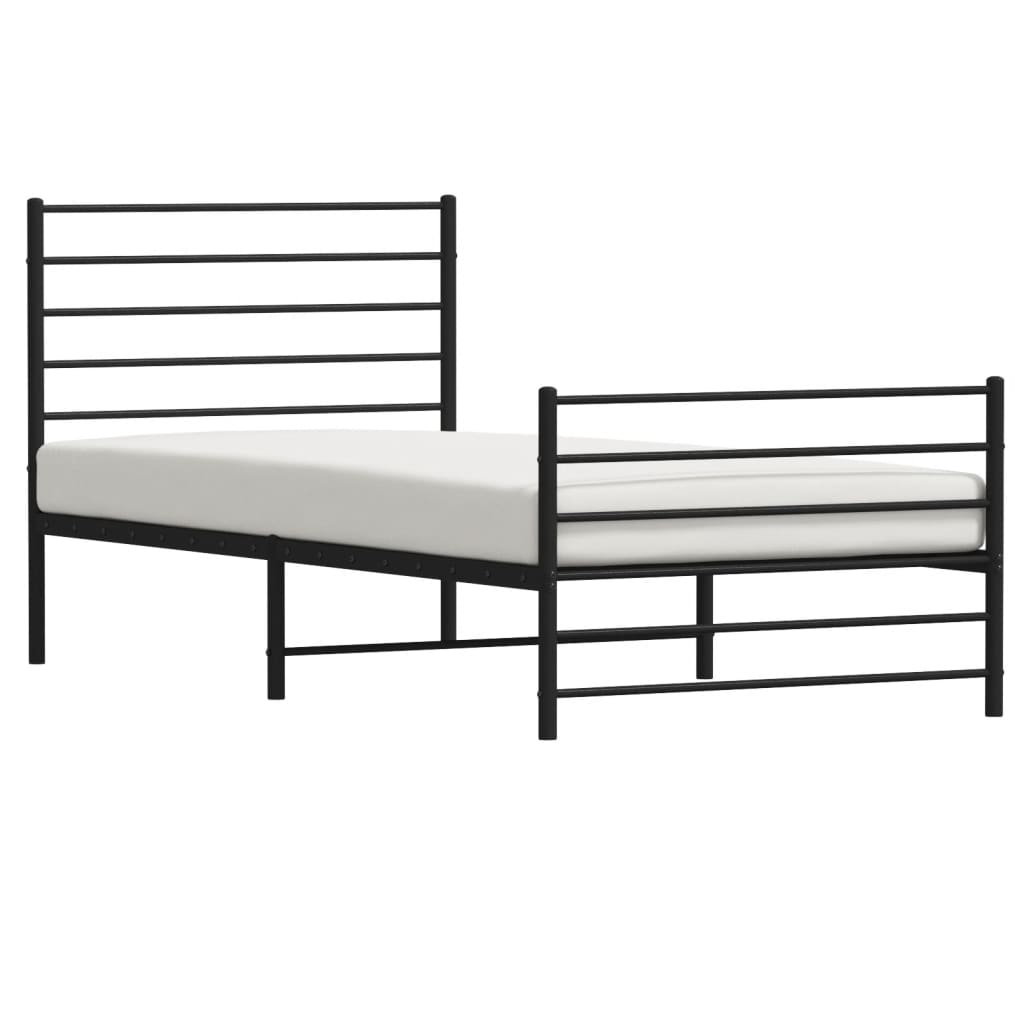Sengeramme i metall med hode- og fotgavl svart 107x203 cm