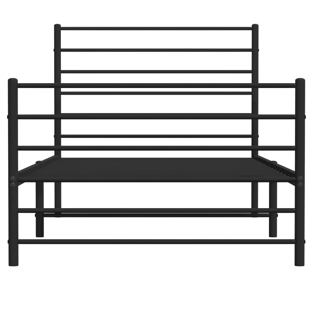 Sengeramme i metall med hode- og fotgavl svart 107x203 cm