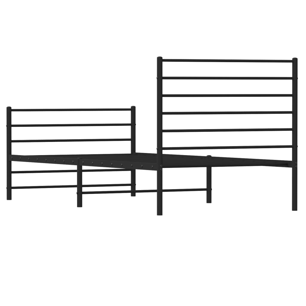 Sengeramme i metall med hode- og fotgavl svart 107x203 cm