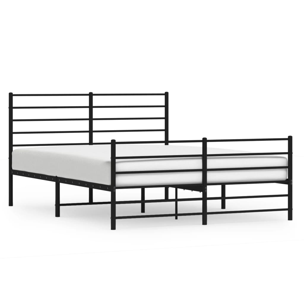 Sengeramme i metall med hode- og fotgavl svart 135x190 cm