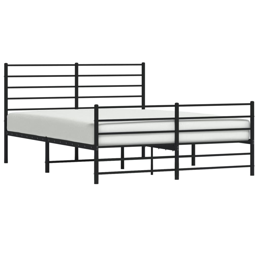 Sengeramme i metall med hode- og fotgavl svart 135x190 cm