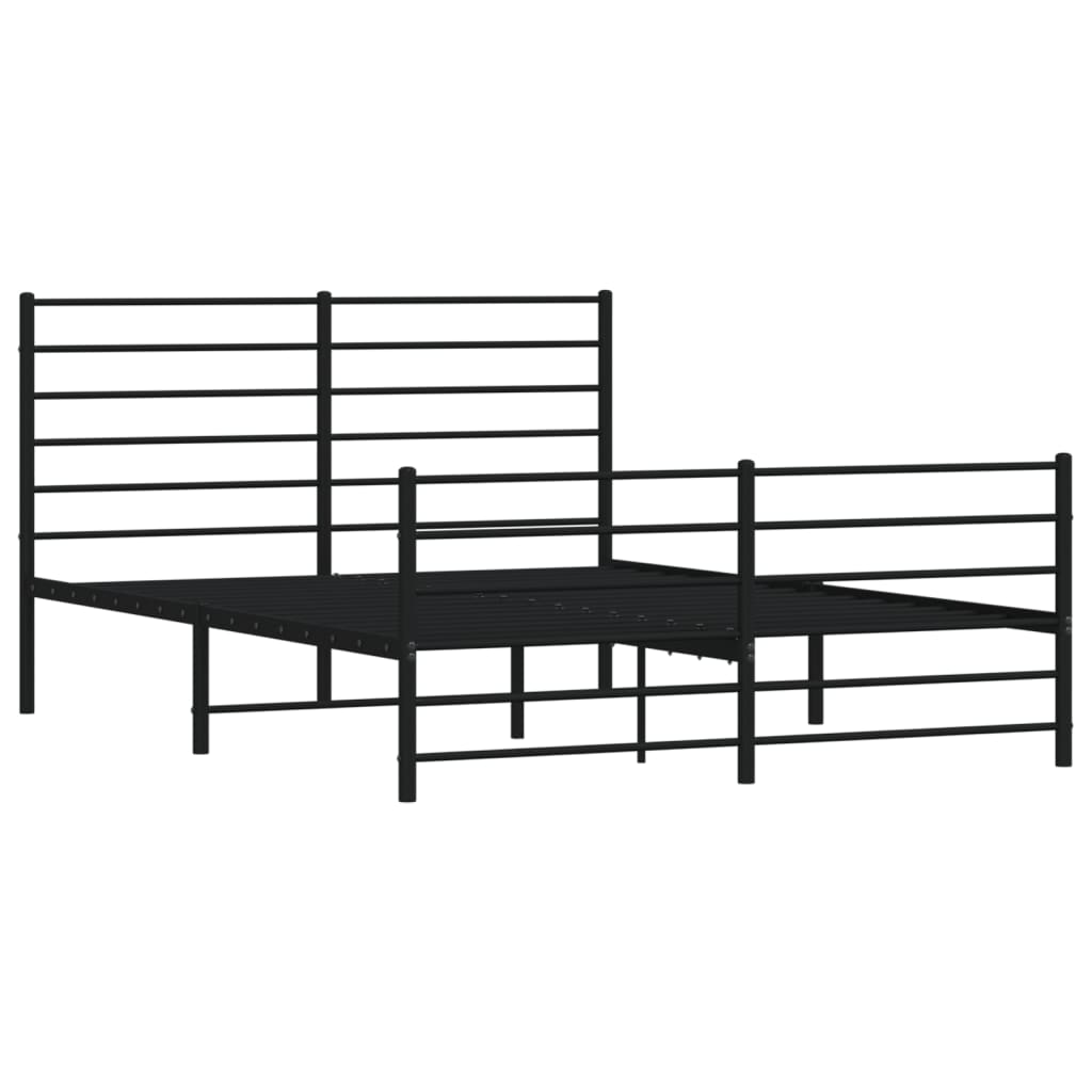 Sengeramme i metall med hode- og fotgavl svart 135x190 cm