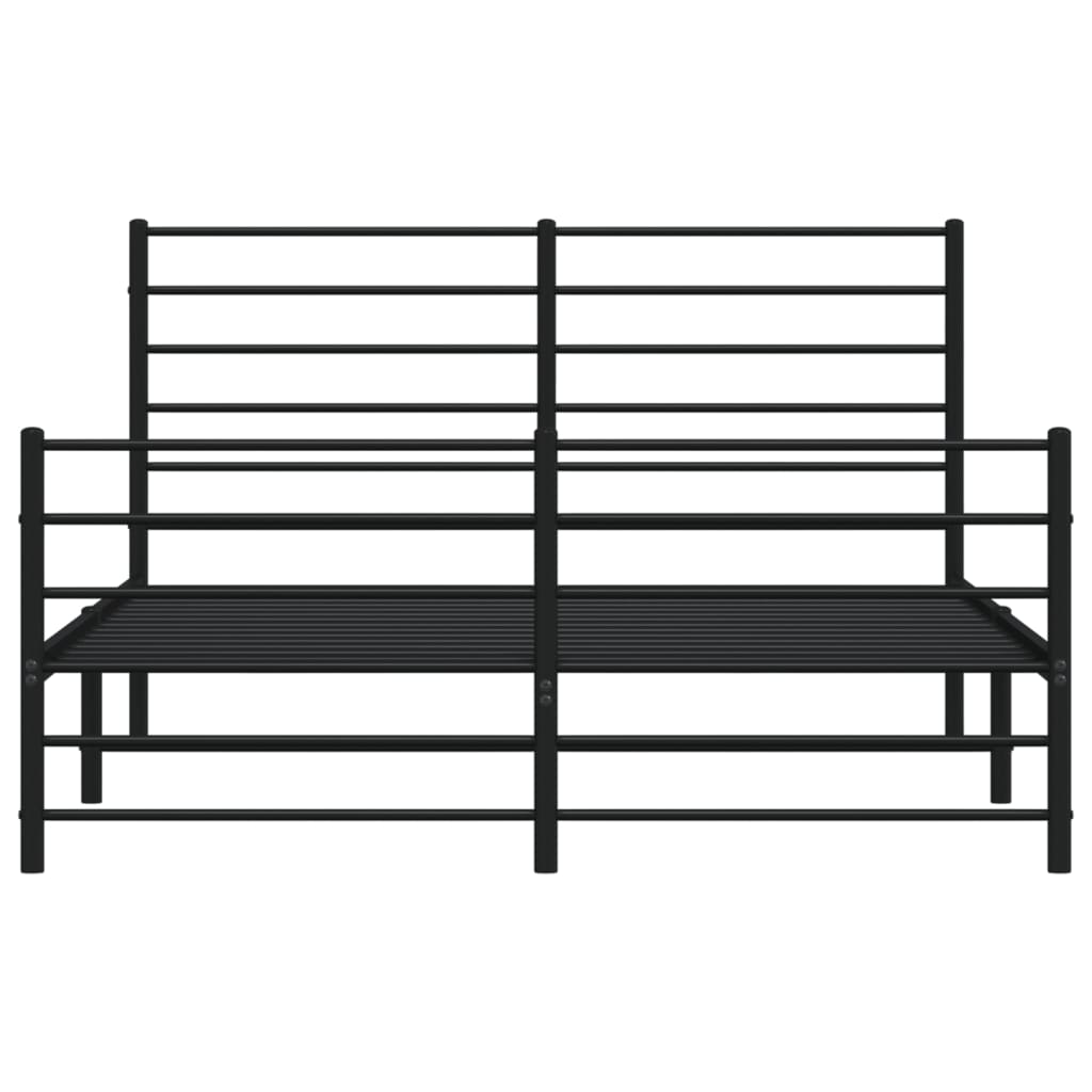 Sengeramme i metall med hode- og fotgavl svart 135x190 cm