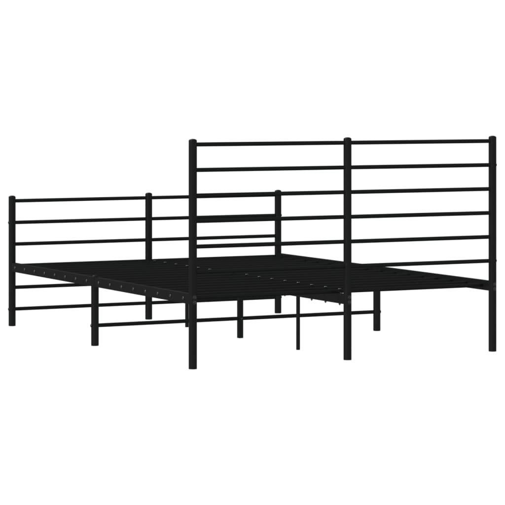 Sengeramme i metall med hode- og fotgavl svart 135x190 cm