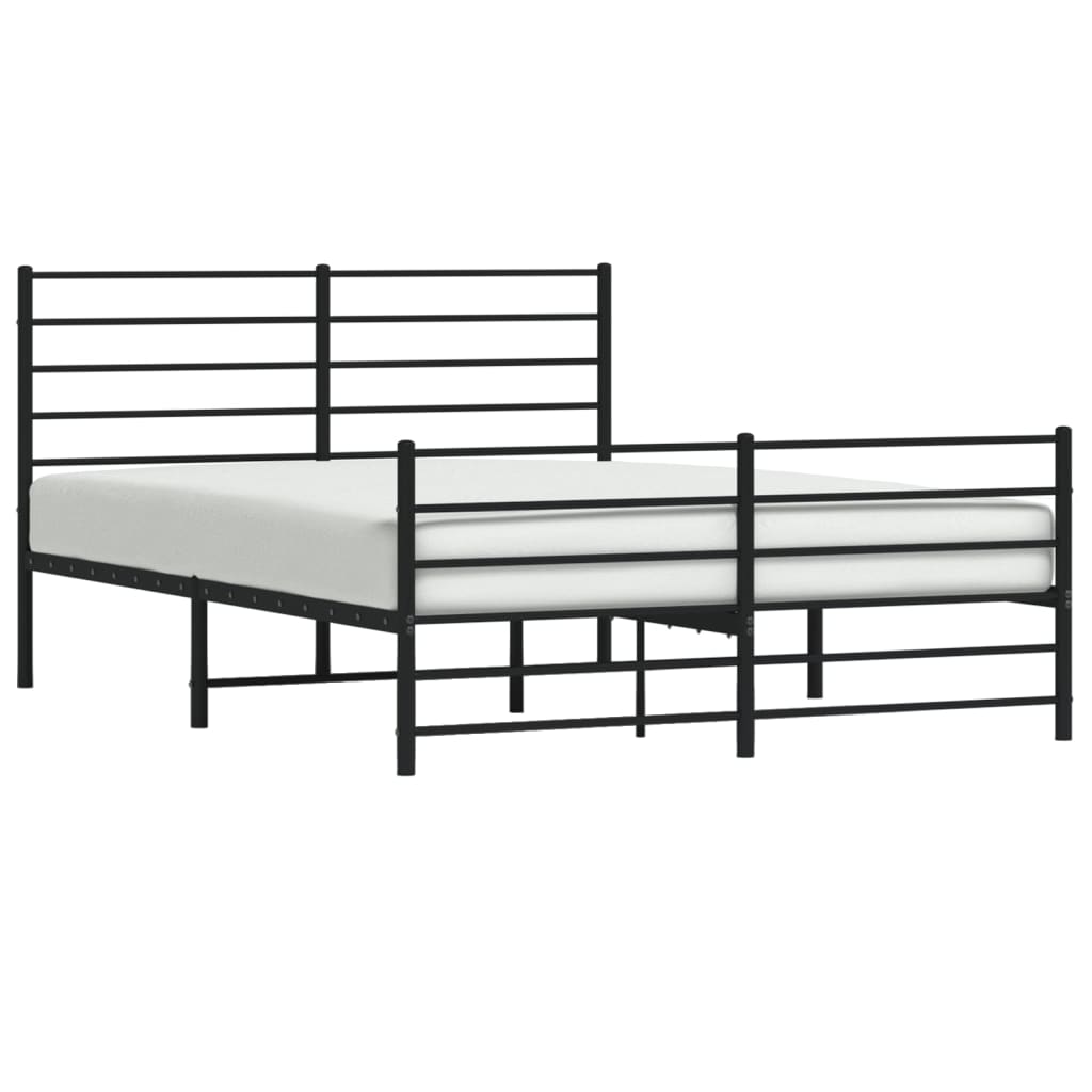 Sengeramme i metall med hode- og fotgavl svart 140x190 cm
