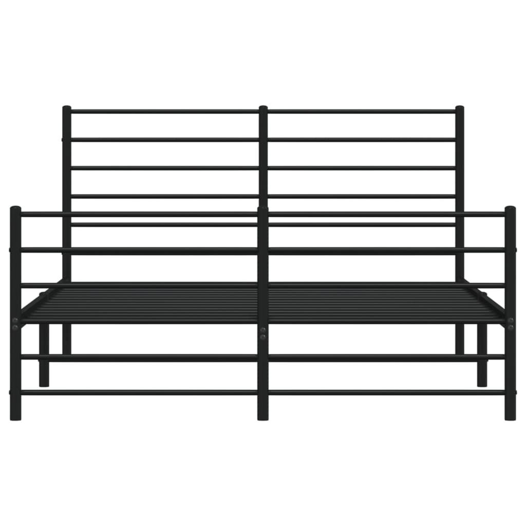 Sengeramme i metall med hode- og fotgavl svart 140x190 cm