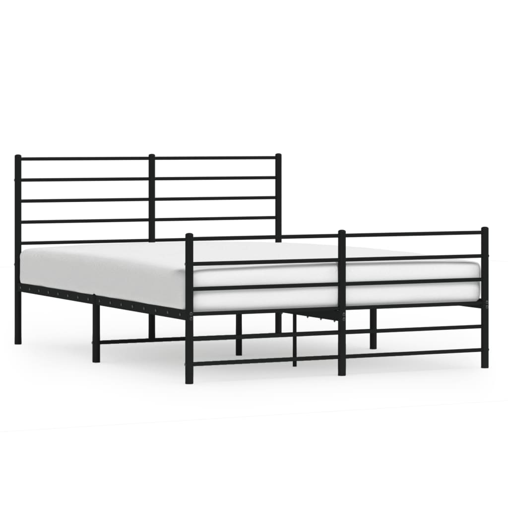 Sengeramme i metall med hode- og fotgavl svart 140x200 cm