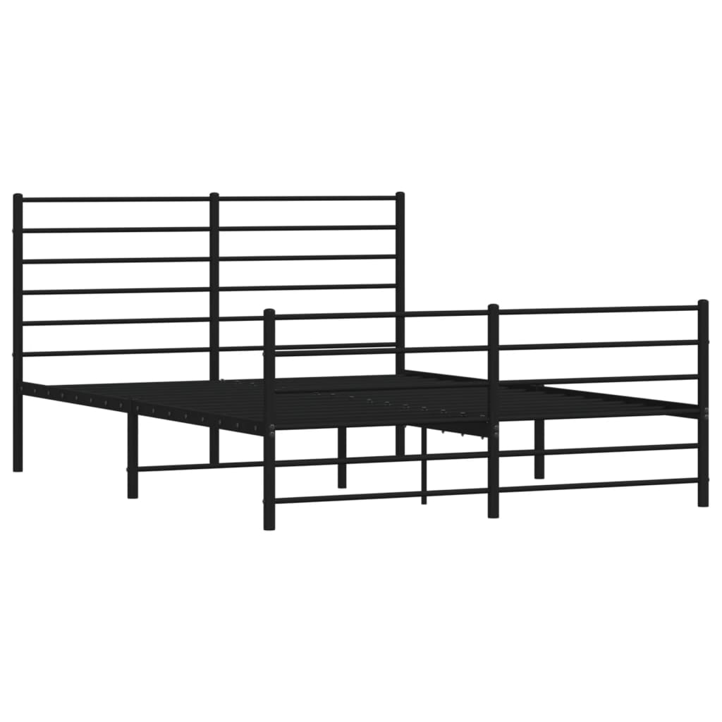 Sengeramme i metall med hode- og fotgavl svart 140x200 cm