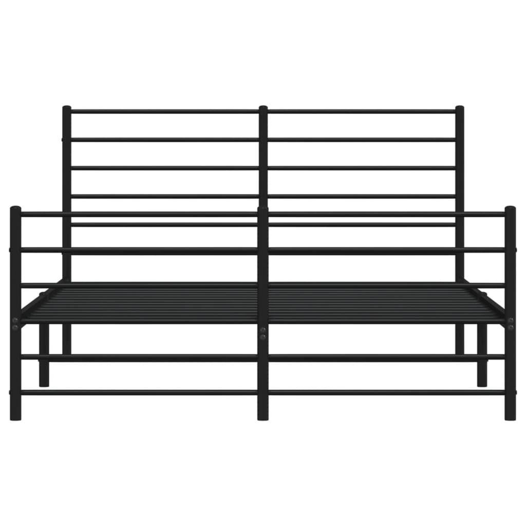 Sengeramme i metall med hode- og fotgavl svart 140x200 cm
