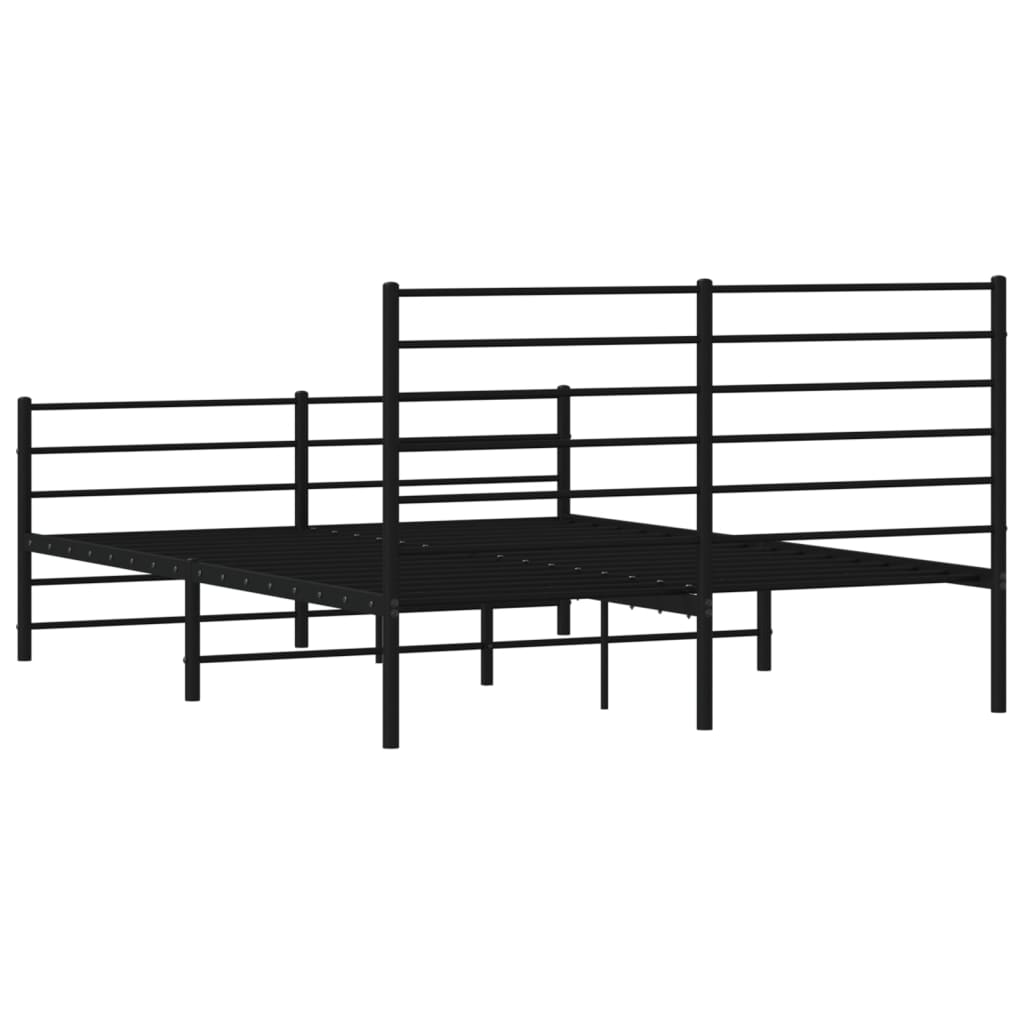 Sengeramme i metall med hode- og fotgavl svart 140x200 cm