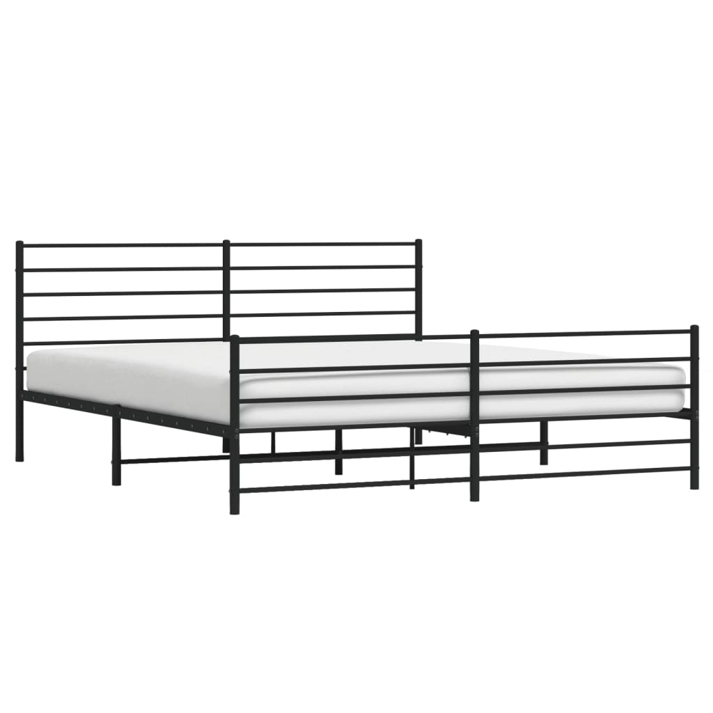 Sengeramme i metall uten madrass med fotgavl svart 180x200 cm