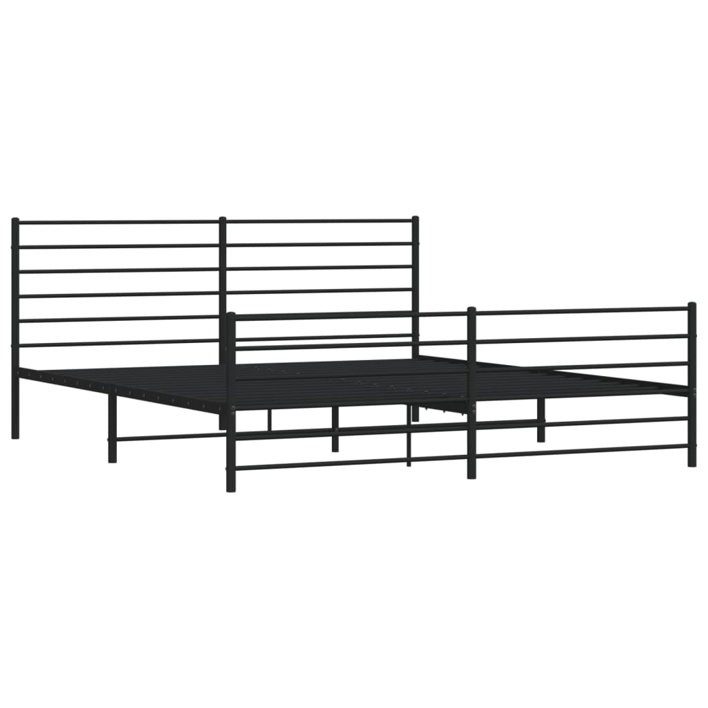 Sengeramme i metall uten madrass med fotgavl svart 180x200 cm