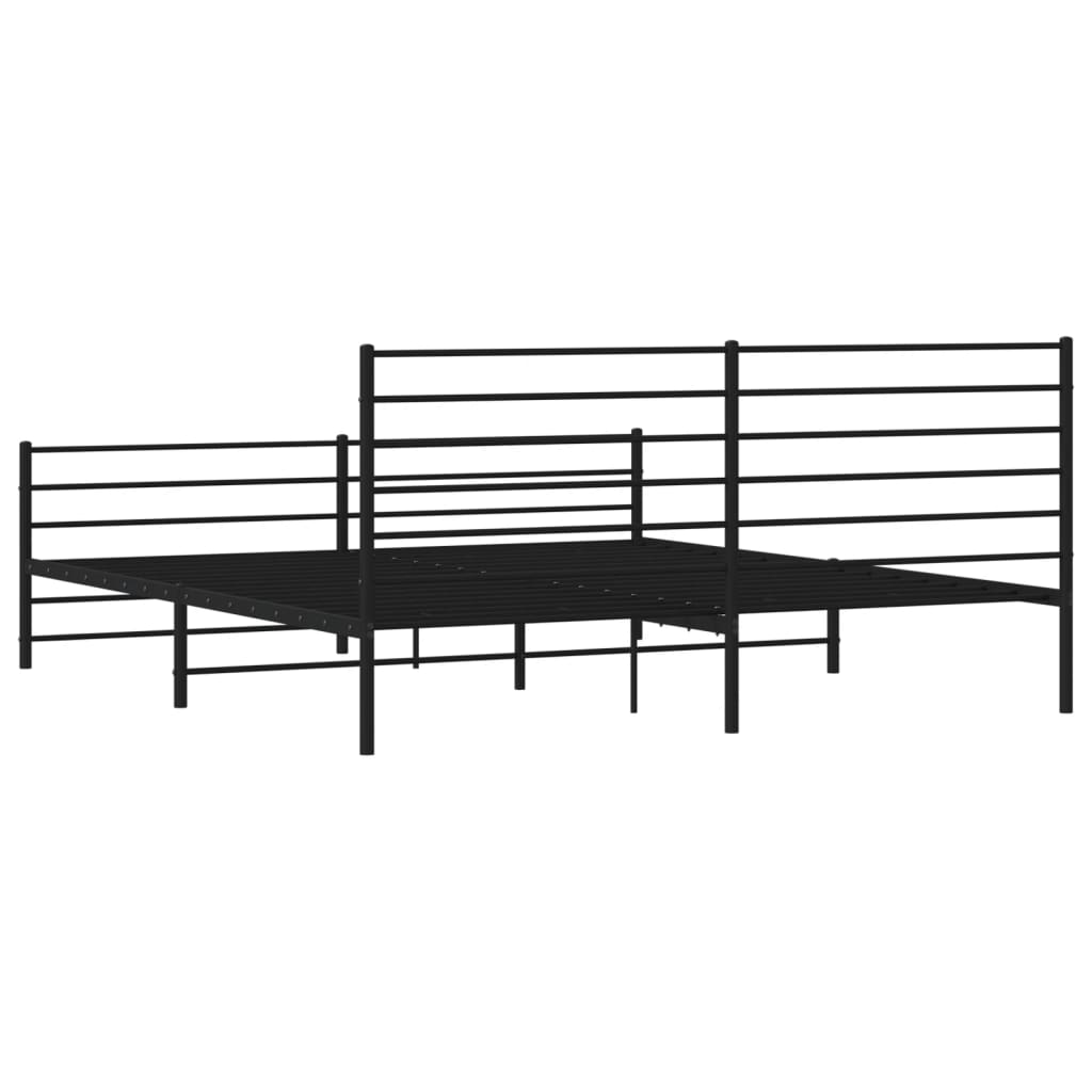 Sengeramme i metall uten madrass med fotgavl svart 180x200 cm