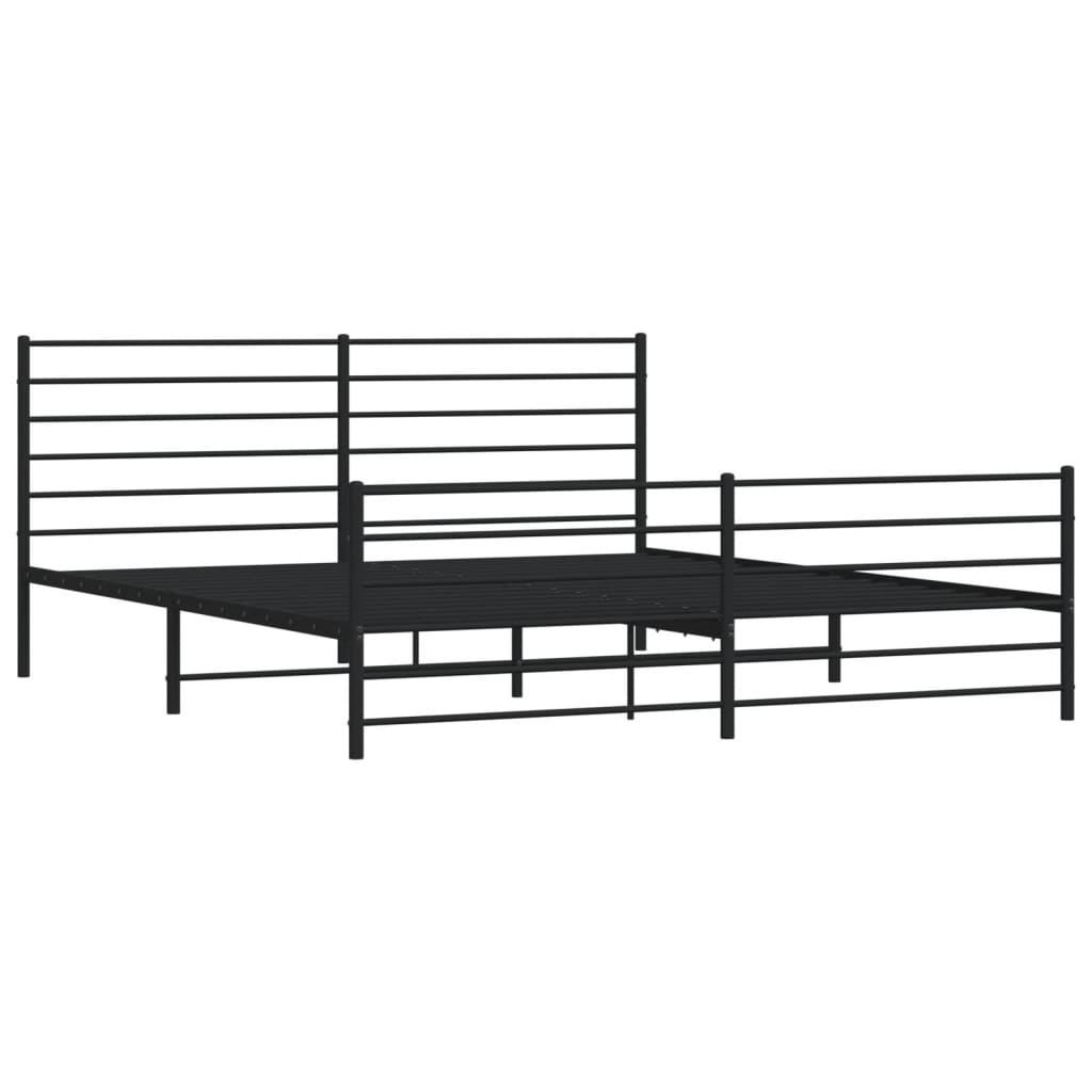 Sengeramme i metall med hode- og fotgavl svart 183x213 cm
