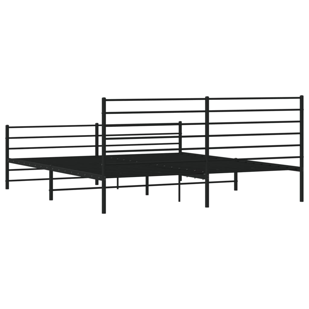Sengeramme i metall med hode- og fotgavl svart 183x213 cm
