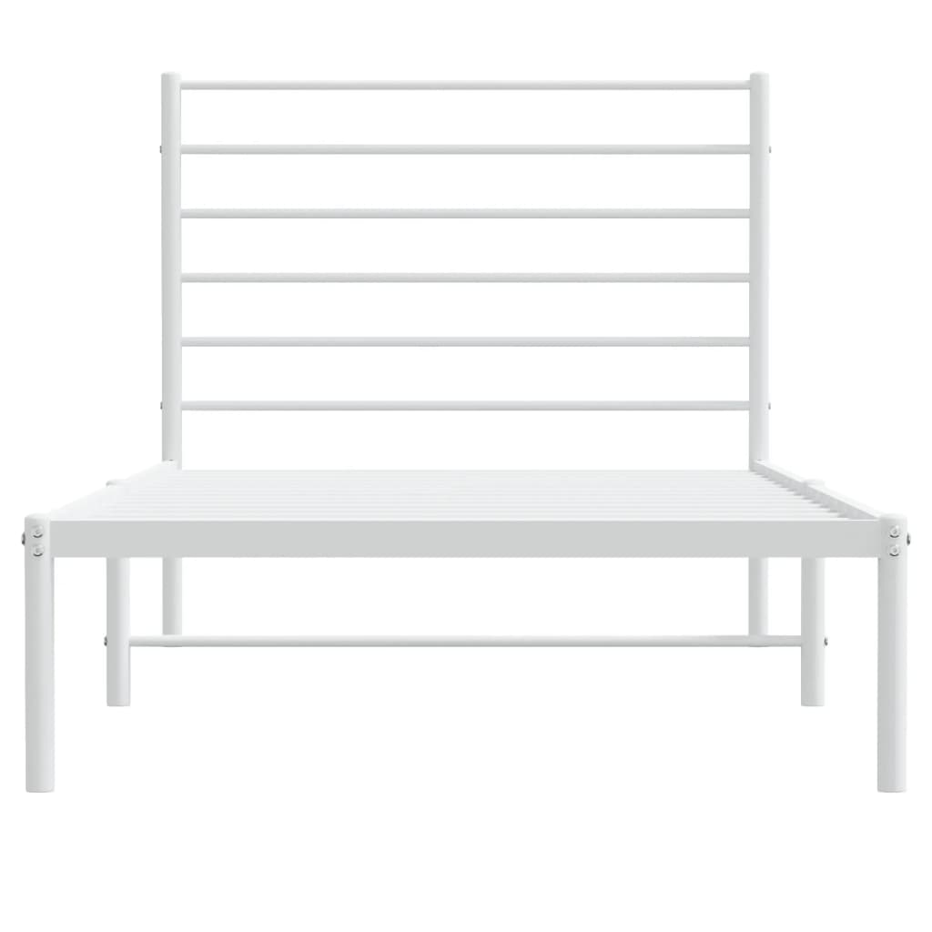 Sengeramme i metall uten madrass med hodegavl hvit 75x190 cm