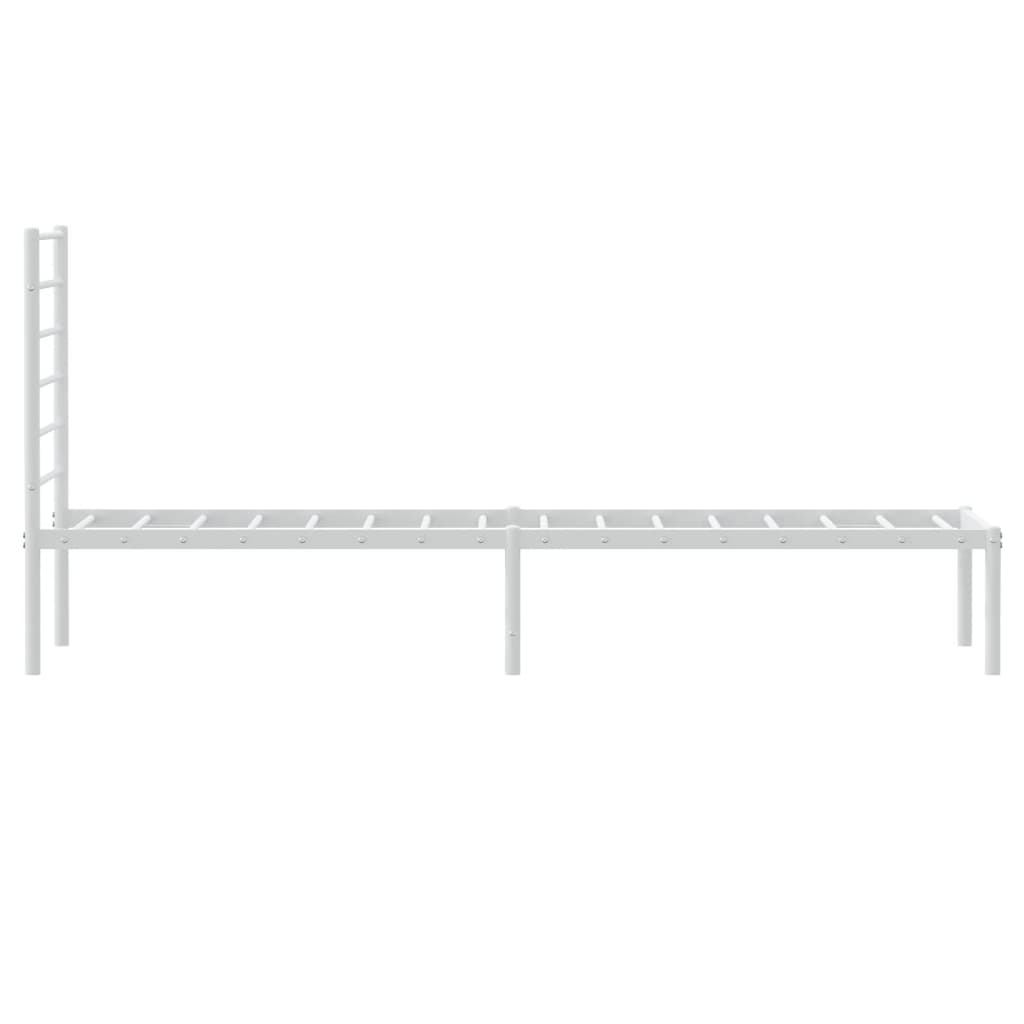 Sengeramme i metall uten madrass med hodegavl hvit 75x190 cm