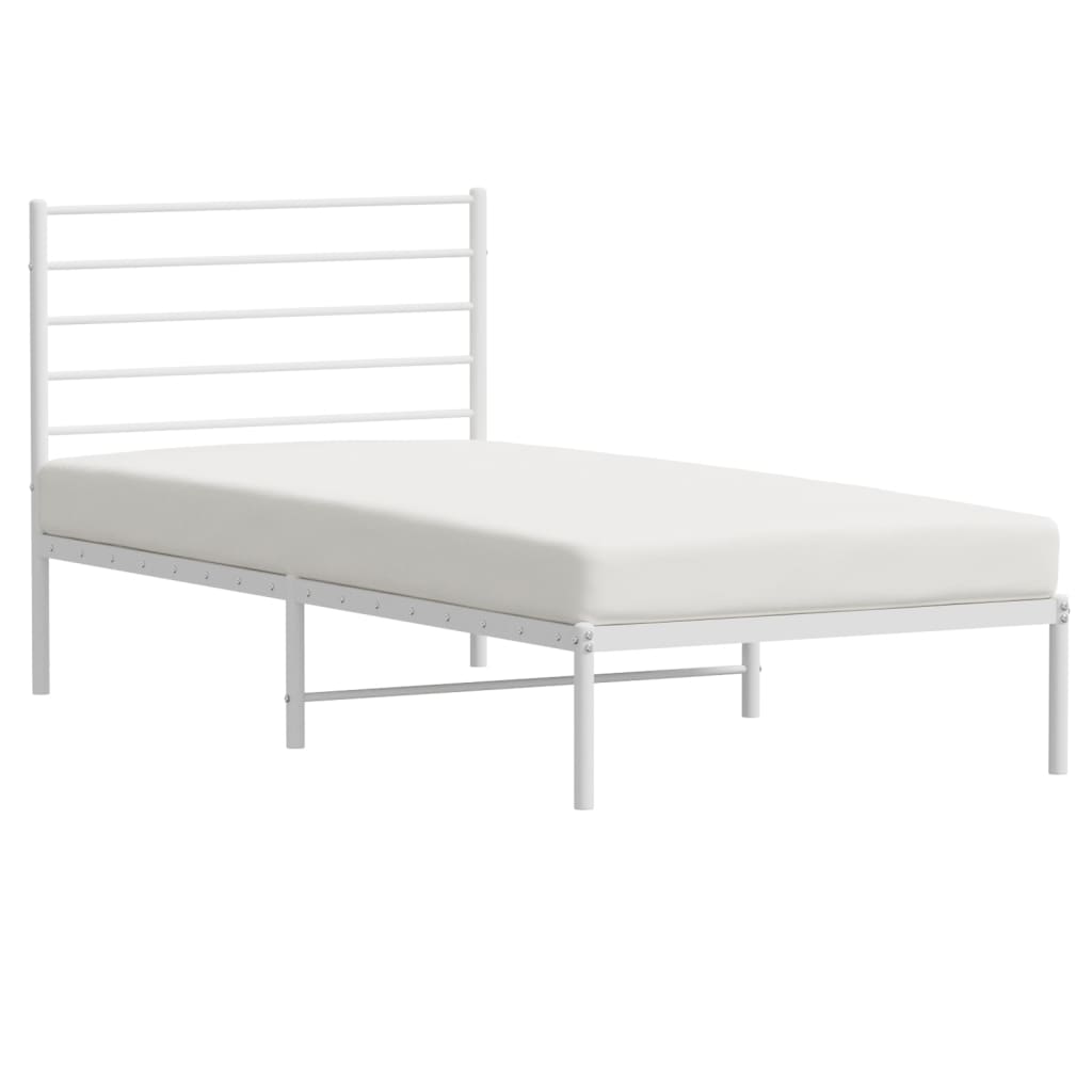 Sengeramme i metall med hodegavl hvit 90x190 cm