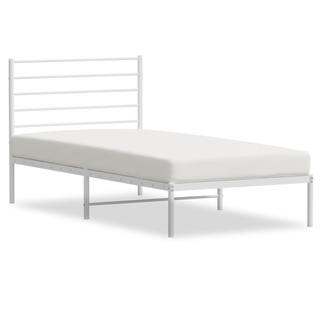 Sengeramme i metall med hodegavl hvit 100x190 cm