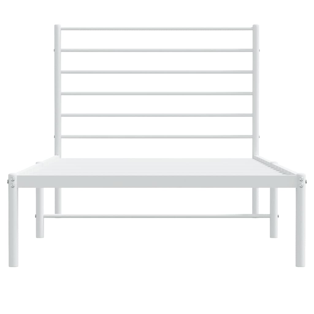Sengeramme i metall med hodegavl hvit 107x203 cm