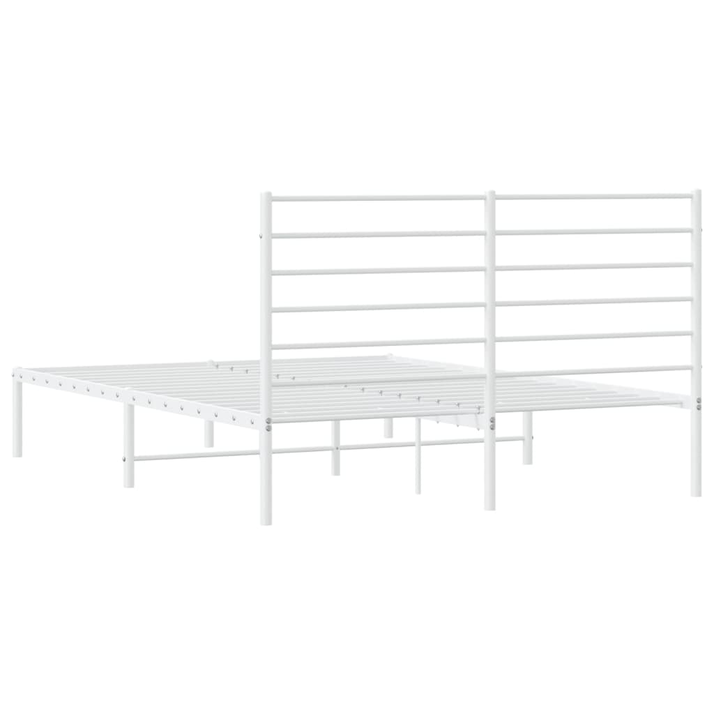 Sengeramme i metall med hodegavl hvit 135x190 cm