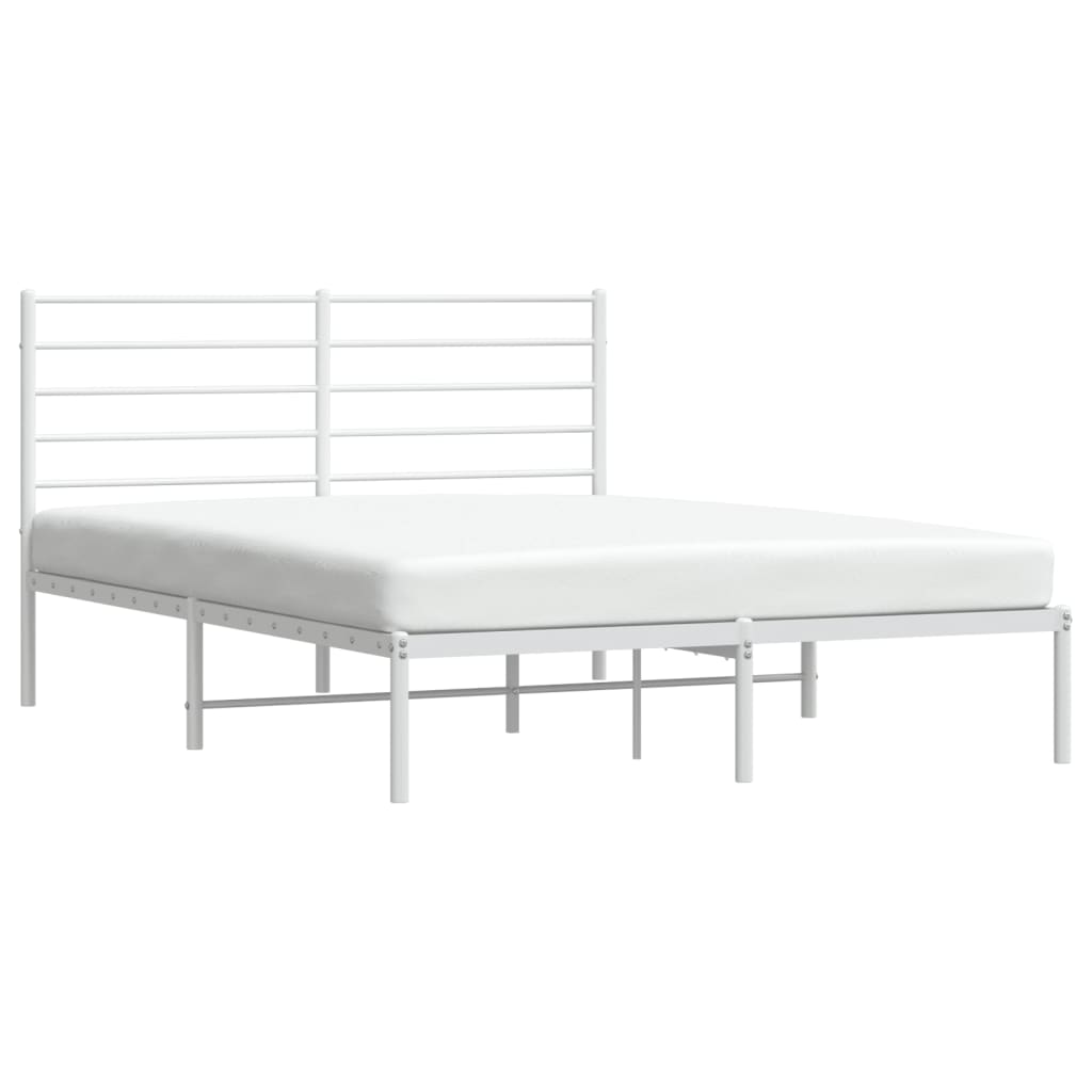 Sengeramme i metall med hodegavl hvit 140x190 cm