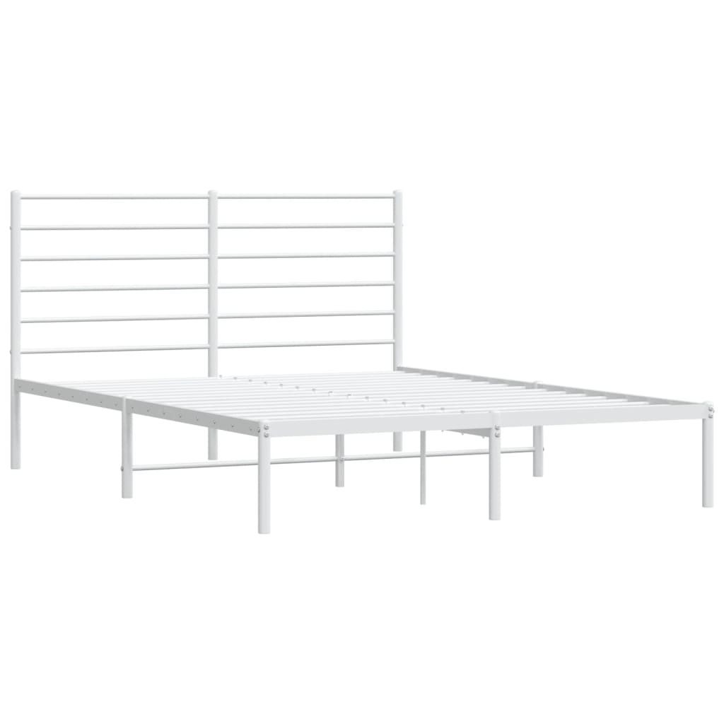 Sengeramme i metall med hodegavl hvit 140x190 cm