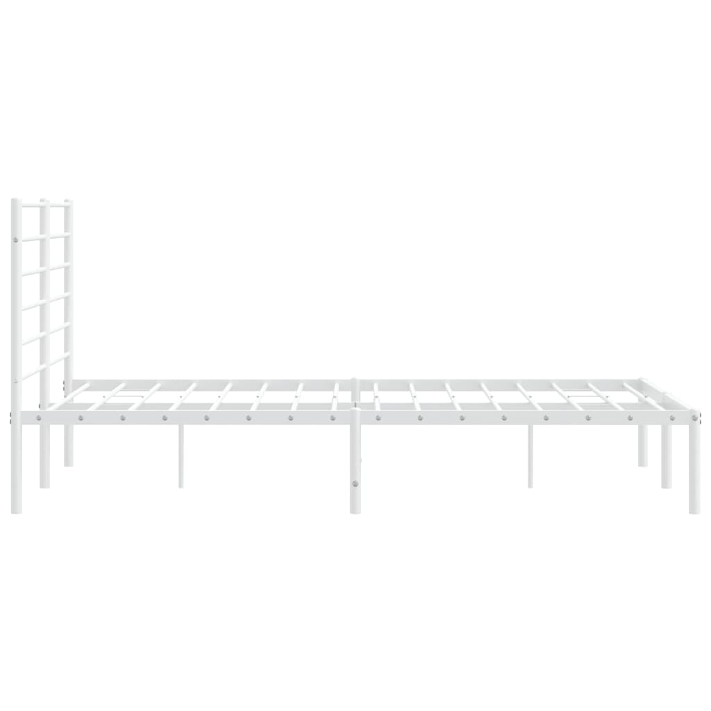 Sengeramme i metall med hodegavl hvit 140x190 cm