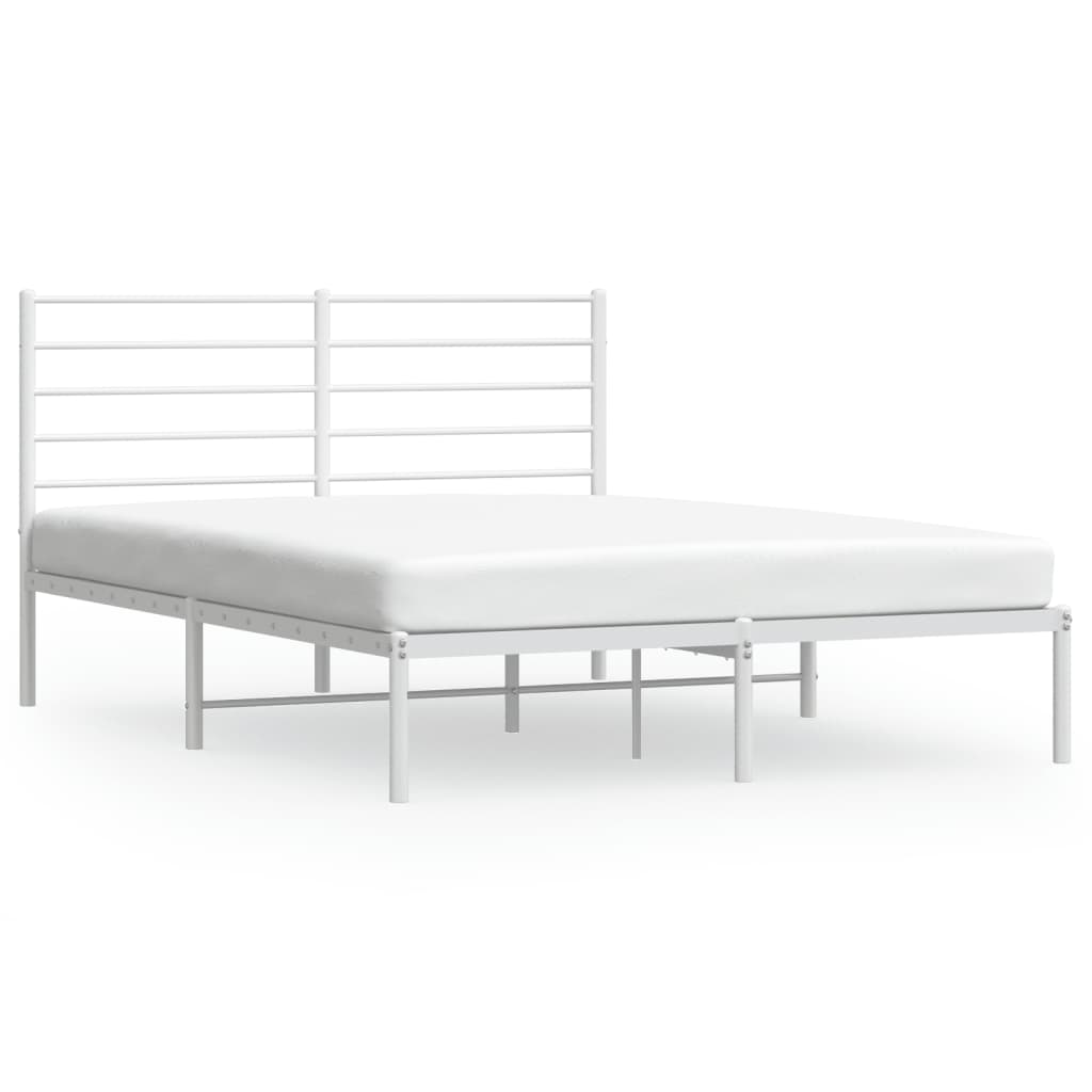 Sengeramme i metall med hodegavl hvit 140x200 cm