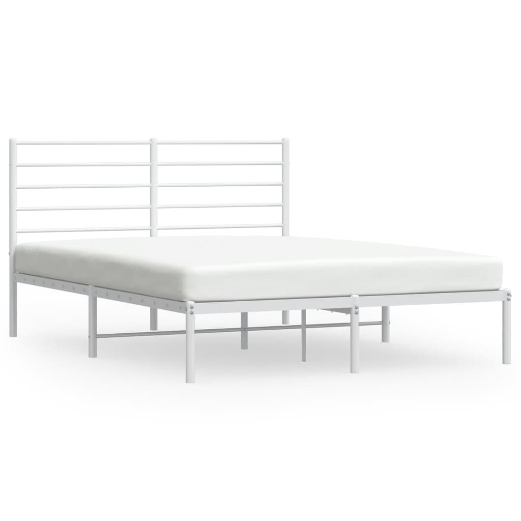Sengeramme i metall med sengegavl hvit 150x200 cm